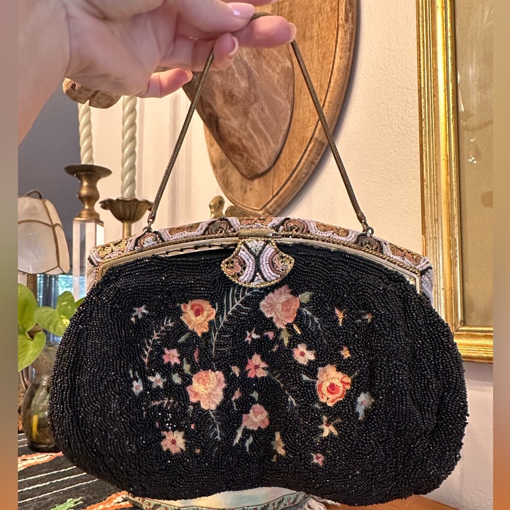 Vintage Beaded and Embroidered French Evening Bag